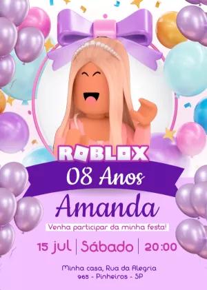 Convite de Aniversário Roblox Menina para Editar Online