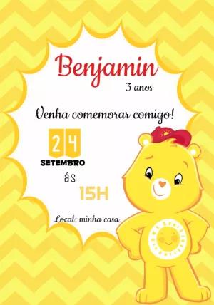 Convite Aniversário Ursinhos Carinhosos Solzinho para Editar