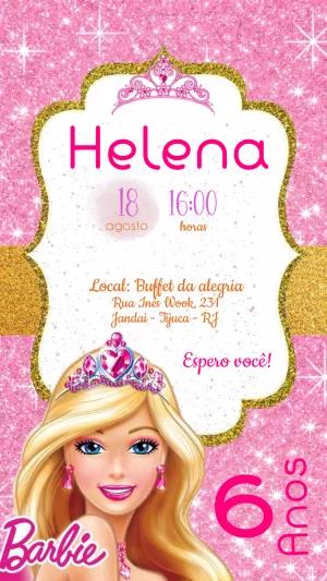 Convite de Aniversário Barbie Princesa para Editar Online
