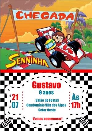 Convite de Aniversário Senninha Corrida para Editar Online
