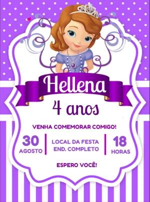 Convite de Aniversário Princesinha Sofia para Editar Online