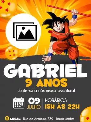 Convite de Aniversário Goku com Foto para Editar Online