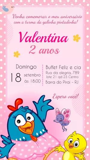 Convite Aniversário Galinha Pintadinha Rosa para Editar