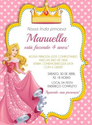 Convite Aniversário Princesa Aurora para Editar Online