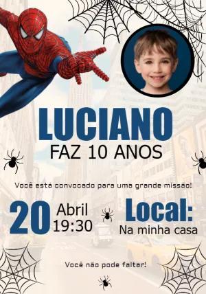 Convite Aniversário Homem Aranha com Foto para Editar Online
