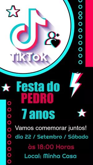 Convite de Aniversário TikTok para Editar e Imprimir