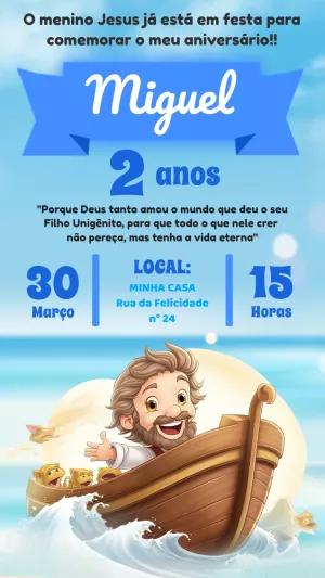 Convite Aniversário Jesus Infantil para Editar Online
