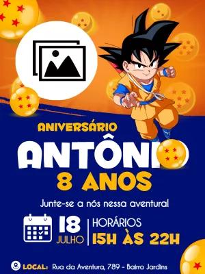 Convite de Aniversário Dragon Ball Z com Foto para Editar Online