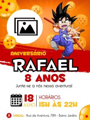 Convite Aniversário Dragon Ball Kid Goku com Foto para Editar