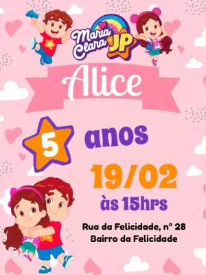 Convite de Aniversário Maria Clara e JP para Editar Online