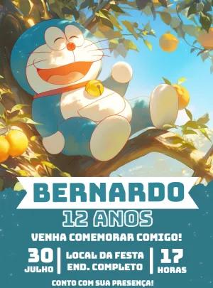 Convite de Aniversário Doraemon para Editar Online