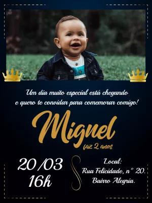 Convite Aniversário Príncipe com Foto para Editar Online