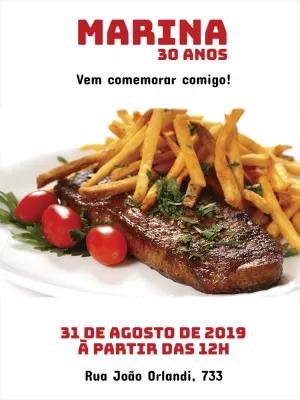 Convite de Aniversário Churrasco para Editar Online