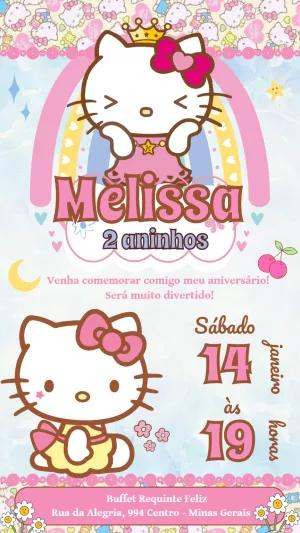 Convite de Aniversário Hello Kitty para Editar Online