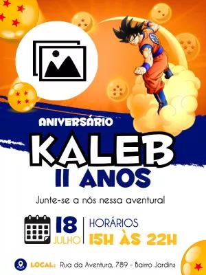 Convite Aniversário Goku com Foto para Editar Online