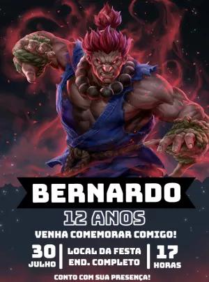 Convite de Aniversário Akuma Street Fighter para Editar Online