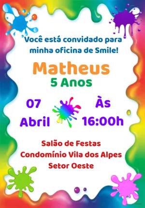 Convite de Aniversário Slime Colorido para Editar Online