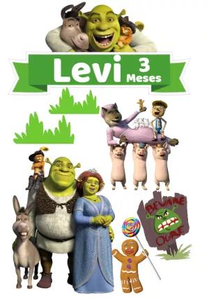 Topo de Bolo Festa Shrek com Personagens para Editar Online