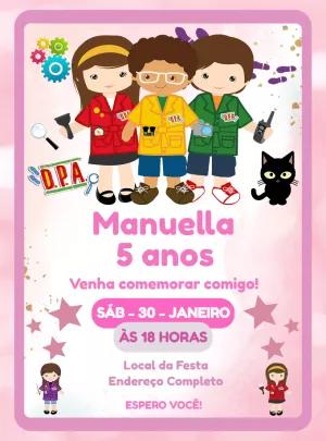 Convite de Aniversário Detetives D.P.A. para Editar Online
