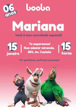 Convite de Aniversário Booba com Personagens para Editar Online