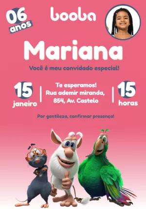 Convite de Aniversário Booba com Foto para Editar Online