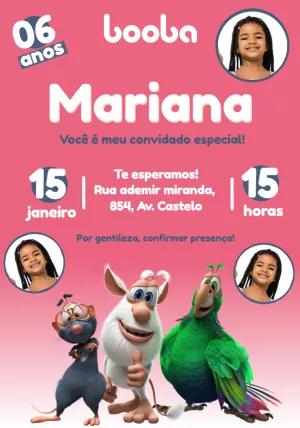 Convite de Aniversário Booba com Foto para Editar Online