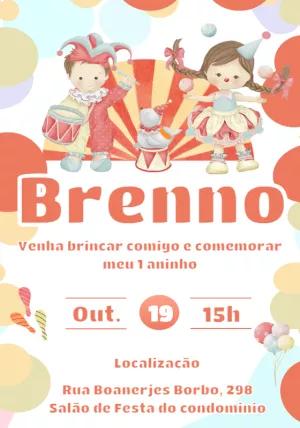 Convite Aniversário Tema Circo Vintage Editável Online