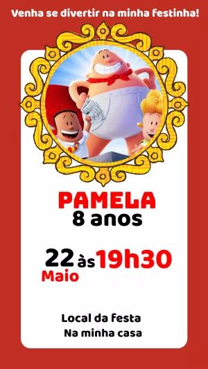 Convite de Aniversário Capitão Cueca para Editar Online