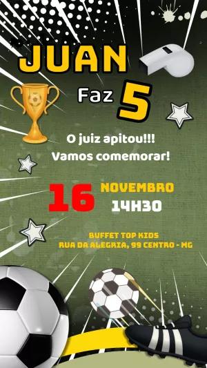 Convite de Aniversário Futebol para Editar Online