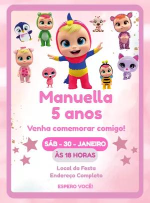 Convite de Aniversário Cry Babies para Editar Online