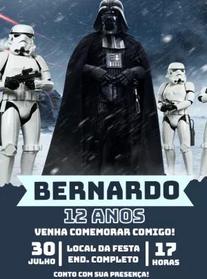 Convite Aniversário Star Wars com Darth Vader para Editar Online