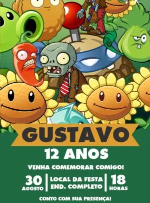 Convite de Aniversário Plants vs Zombies para Editar Online