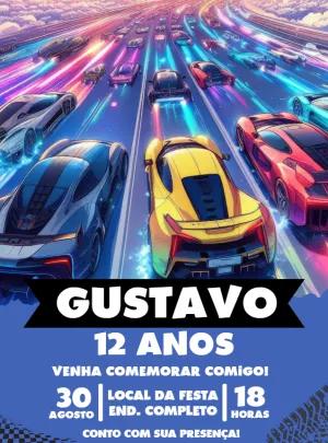 Convite Aniversário Corrida Futurista para Editar Online