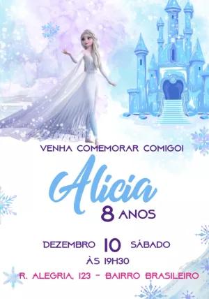 Convite de Aniversário Frozen com Elsa para Editar Online