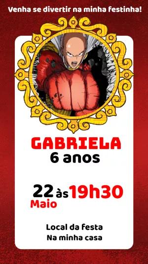 Convite de Aniversário One Punch Man para Editar Online