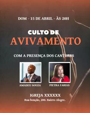 Cartaz para Culto de Avivamento com Fotos para Editar Online