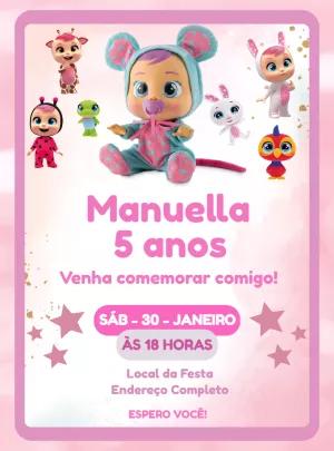 Convite de Aniversário Cry Babies Editável para Imprimir