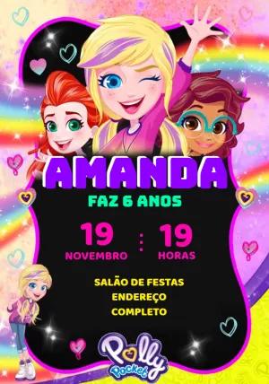 Convite de Aniversário Polly Pocket para Editar Online