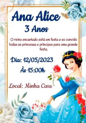 Convite Aniversário Branca de Neve para Editar Online