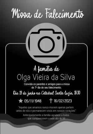 Convite Missa de Falecimento com Foto para Editar Online