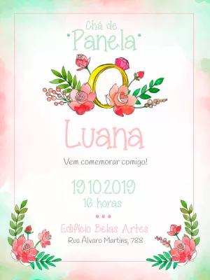 Convite Chá de Panela Floral Aquarela para Editar Online