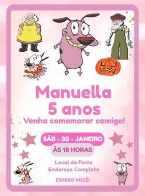 Convite de Aniversário Coragem o Cão Covarde para Editar