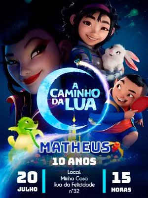 Convite de Aniversário A Caminho da Lua para Editar Online