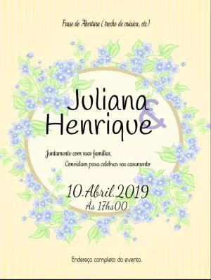 Convite de Casamento Floral Delicado para Editar e Enviar Online