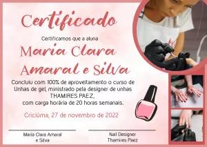 Certificado de Manicure com Foto para Editar Online