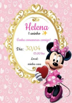 Convite de Aniversário Minnie Rosa para Editar Online