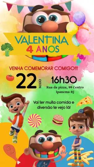 Convite de Aniversário José Comilão com Comida para Editar