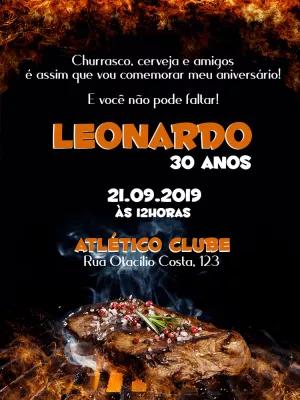 Convite de Aniversário Churrasco Rústico para Editar Online