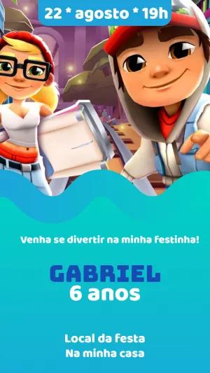 Convite de Aniversário Subway Surfers para Editar Online