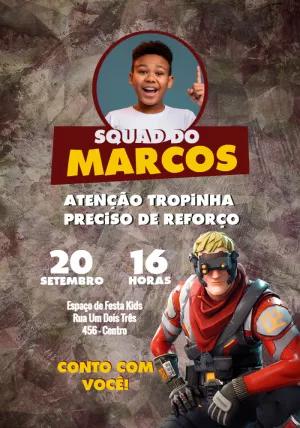Convite Aniversário Fortnite com Foto para Editar Online
